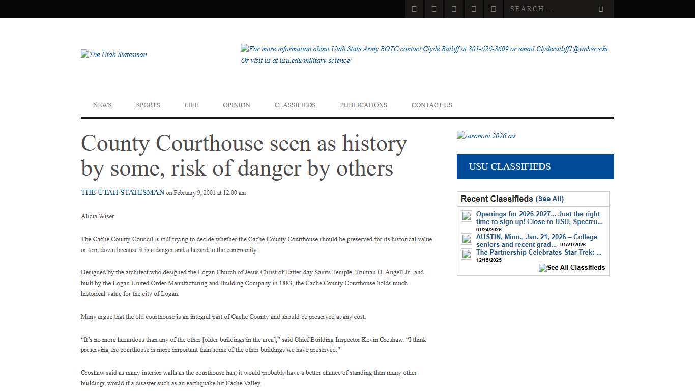 County Courthouse seen as history by some, risk of danger by others - The Utah Statesman